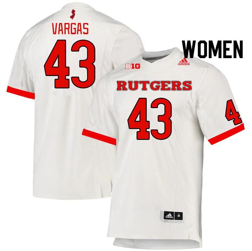 Women #43 Andrew Vargas Rutgers Scarlet Knights College Football Jerseys Stitched Sale-White